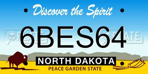 6BES64 North Dakota License Plate