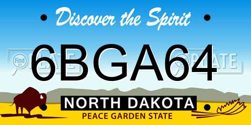 6BGA64 North Dakota License Plate