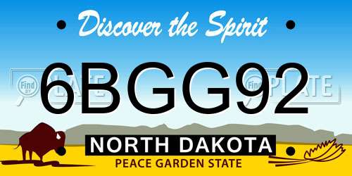 6BGG92 North Dakota License Plate