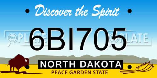 6BI705 North Dakota License Plate