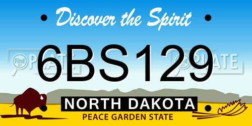 6BS129 North Dakota License Plate