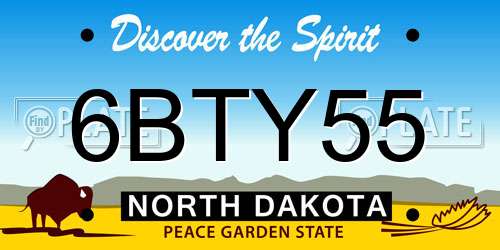 6BTY55 North Dakota License Plate