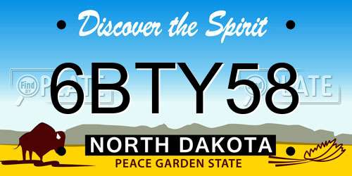 6BTY58 North Dakota License Plate