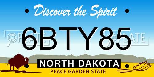 6BTY85 North Dakota License Plate
