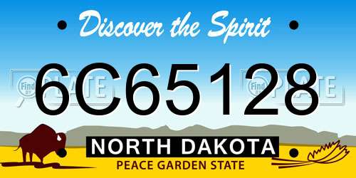 6C65128 North Dakota License Plate