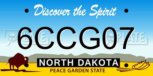6CCG07 North Dakota License Plate