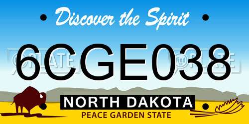 6CGE038 North Dakota License Plate