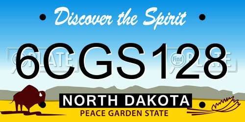 6CGS128 North Dakota License Plate