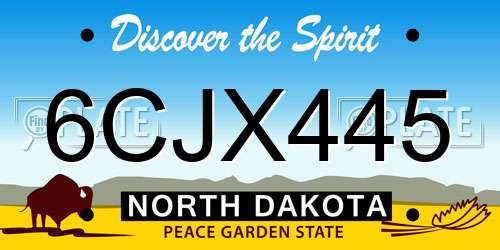 6CJX445 North Dakota License Plate