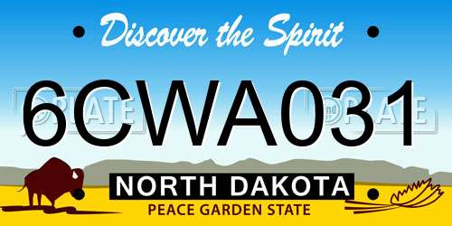 6CWA031 North Dakota License Plate