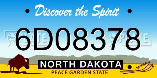 6D08378 North Dakota License Plate