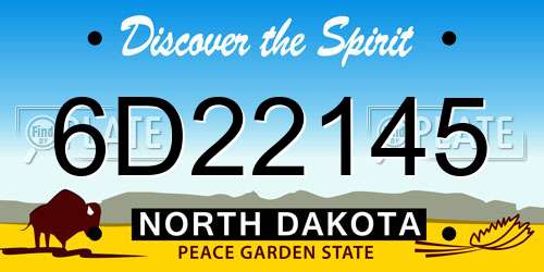 6D22145 North Dakota License Plate
