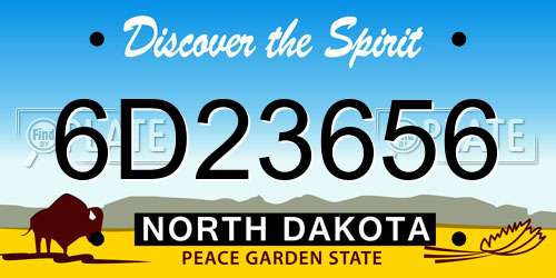 6D23656 North Dakota License Plate