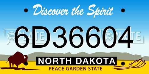 6D36604 North Dakota License Plate