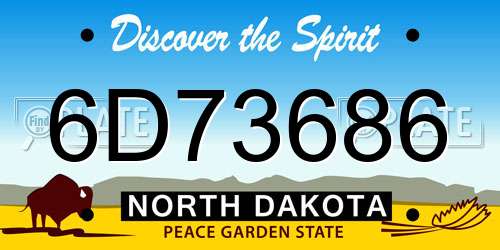 6D73686 North Dakota License Plate