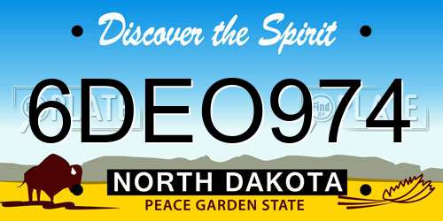 6DEO974 North Dakota License Plate