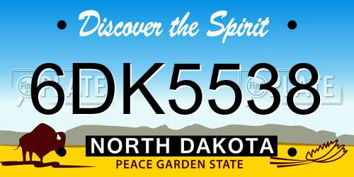 6DK5538 North Dakota License Plate