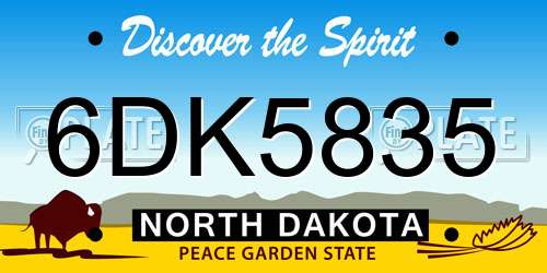 6DK5835 North Dakota License Plate