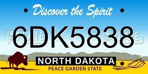 6DK5838 North Dakota License Plate