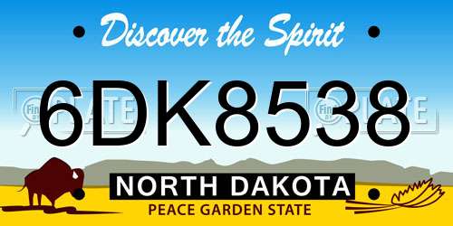 6DK8538 North Dakota License Plate