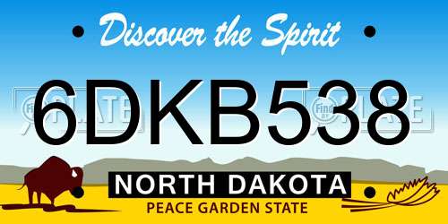 6DKB538 North Dakota License Plate