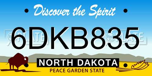 6DKB835 North Dakota License Plate
