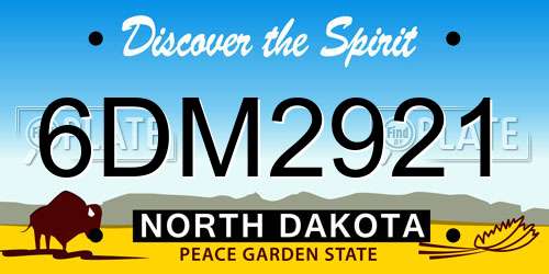 6DM2921 North Dakota License Plate