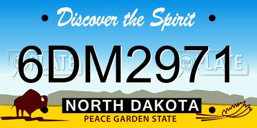 6DM2971 North Dakota License Plate