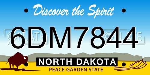 6DM7844 North Dakota License Plate