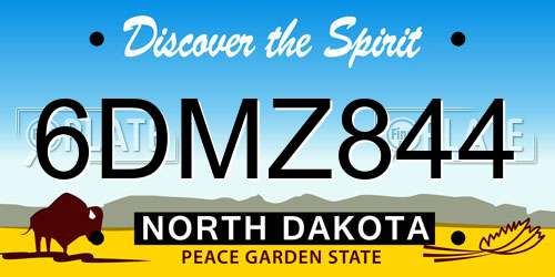 6DMZ844 North Dakota License Plate