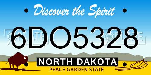 6DO5328 North Dakota License Plate