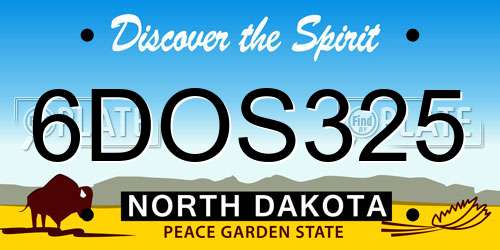 6DOS325 North Dakota License Plate