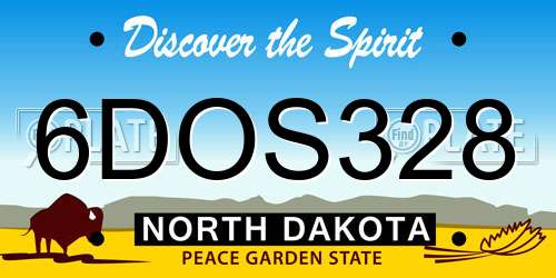 6DOS328 North Dakota License Plate