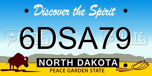 6DSA79 North Dakota License Plate