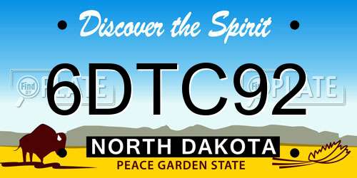 6DTC92 North Dakota License Plate