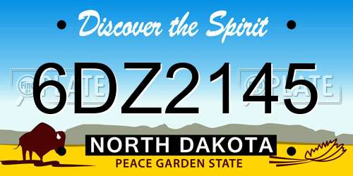 6DZ2145 North Dakota License Plate
