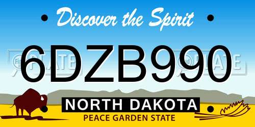 6DZB990 North Dakota License Plate