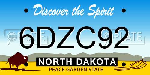 6DZC92 North Dakota License Plate