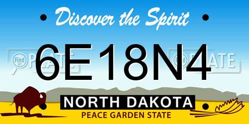 6E18N4 North Dakota License Plate