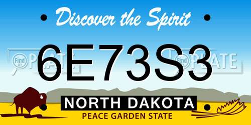 6E73S3 North Dakota License Plate