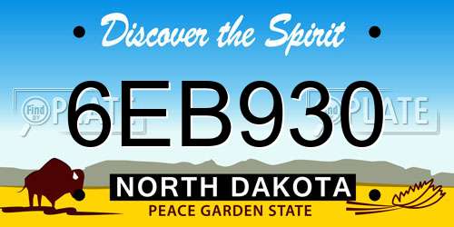 6EB930 North Dakota License Plate