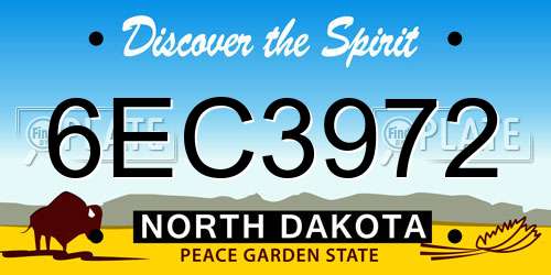 6EC3972 North Dakota License Plate