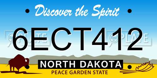 6ECT412 North Dakota License Plate