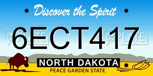 6ECT417 North Dakota License Plate