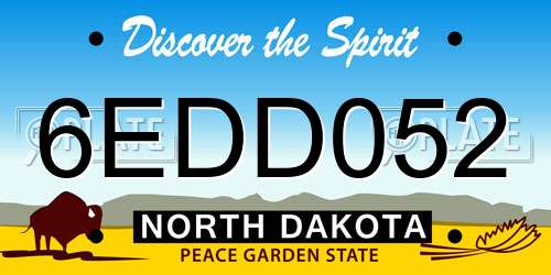 6EDD052 North Dakota License Plate