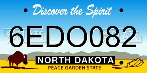 6EDO082 North Dakota License Plate