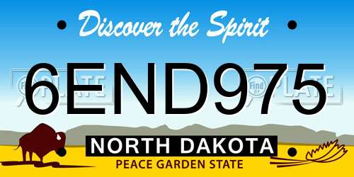 6END975 North Dakota License Plate