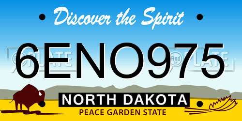 6ENO975 North Dakota License Plate