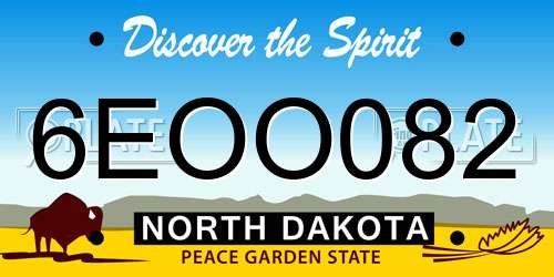 6EOO082 North Dakota License Plate