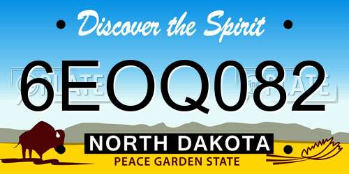 6EOQ082 North Dakota License Plate